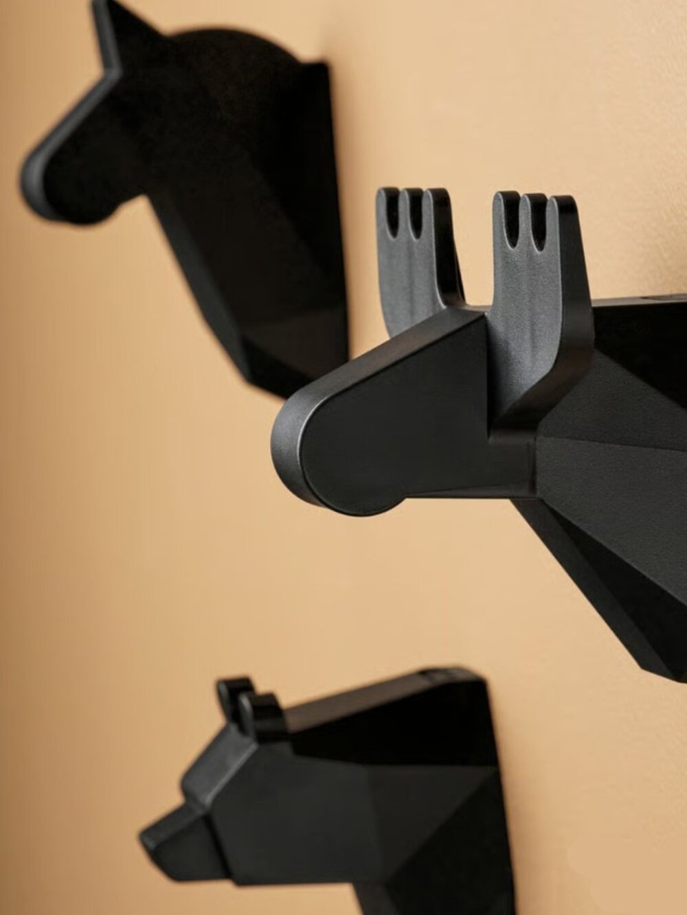 New IKEA FROSADD Set of 3 Wall Coat Hooks, Black, Plastic, Moose, Bear